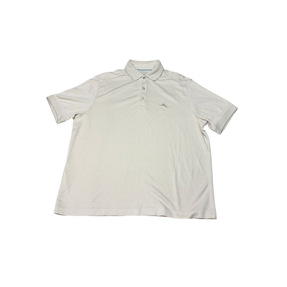 Tommy‎ Bahama Island Zone Mens S Polo Shirt Cream Textured Short Sleeve Marlin